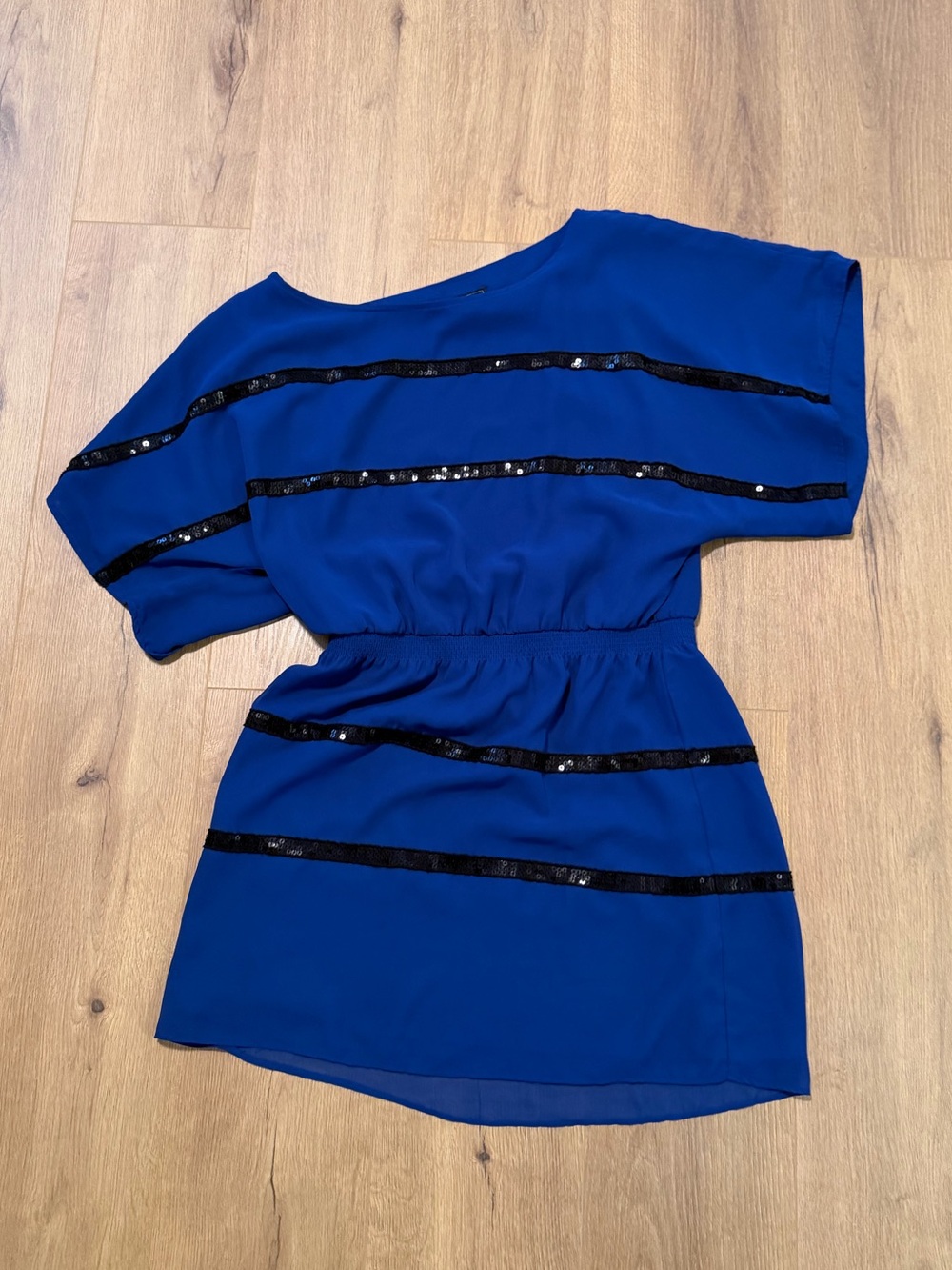 Royal Blue Sequin Trim Dress